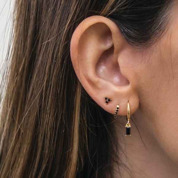 CZ Huggie Earring | 14k Gold Plated - Picture 2 of 5